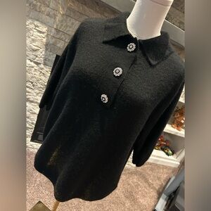 H&M Black Sweater with Crystal Accent Buttons